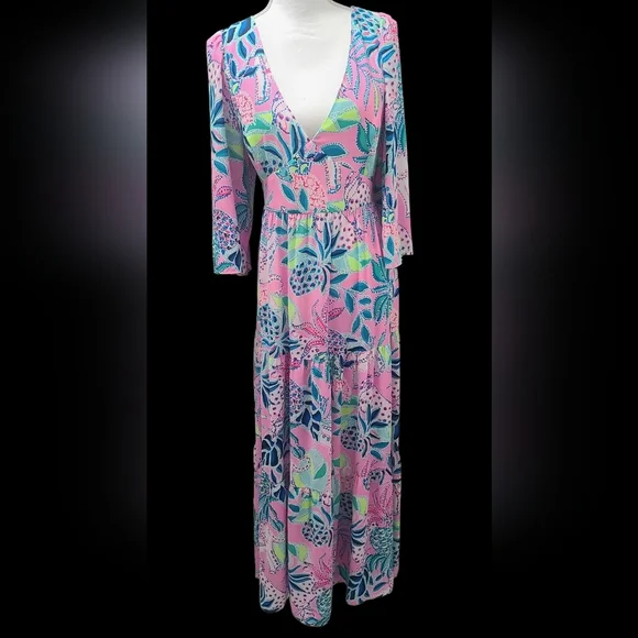 LILLY PULITZER Floral Pink and Blue Maxi Dress - Picture 5 of 14